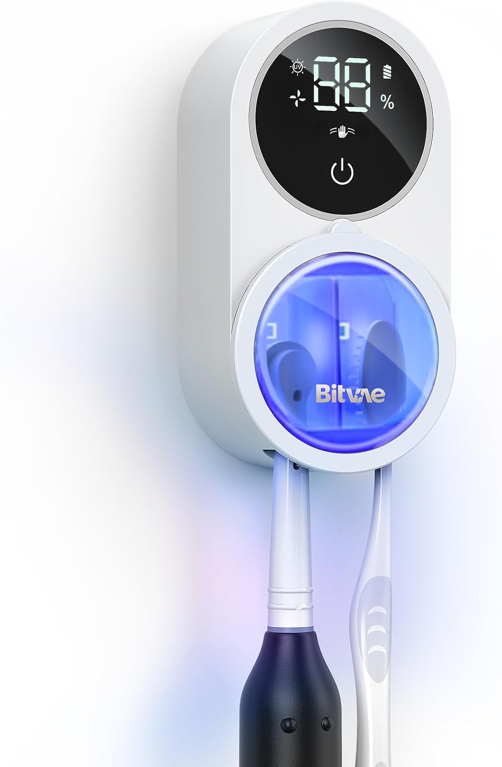 Toothbrush Cleaner & Toothbrush Holder, Cleaning and Air Drying, LED Smart Screen, Rechargeable Wall Mount Toothbrush Holder for Bathrooms