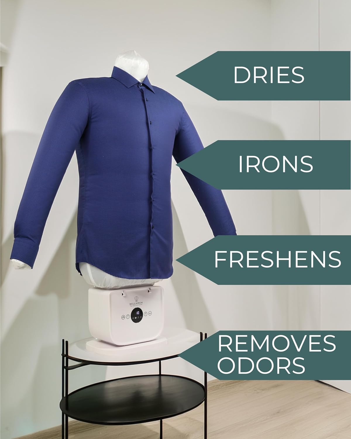 Automatic Hot Air Dryer & Iron – Clothes Dryer and Hands Free Wrinkle Remover for Shirts & Pants-Gentle on All Fabrics - Apartment & Dorm Room Essentials - Ideal than Any Iron and Steamer