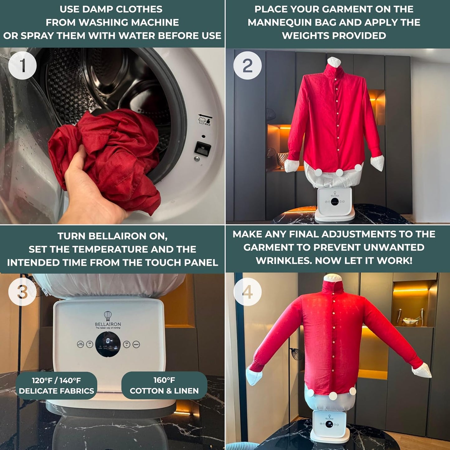 Automatic Hot Air Dryer & Iron – Clothes Dryer and Hands Free Wrinkle Remover for Shirts & Pants-Gentle on All Fabrics - Apartment & Dorm Room Essentials - Ideal than Any Iron and Steamer